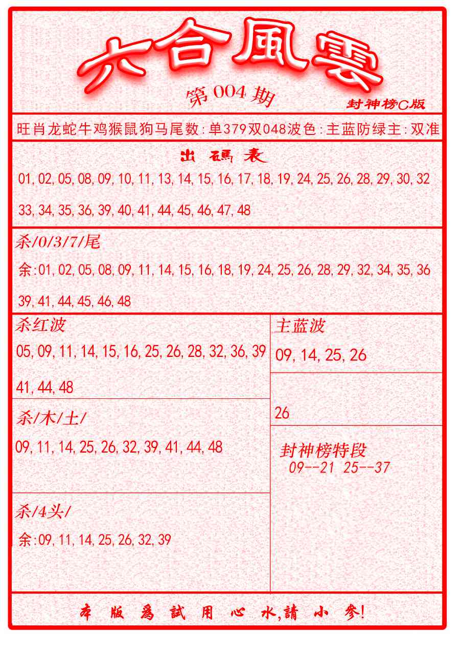 004期六合风云B面[图]