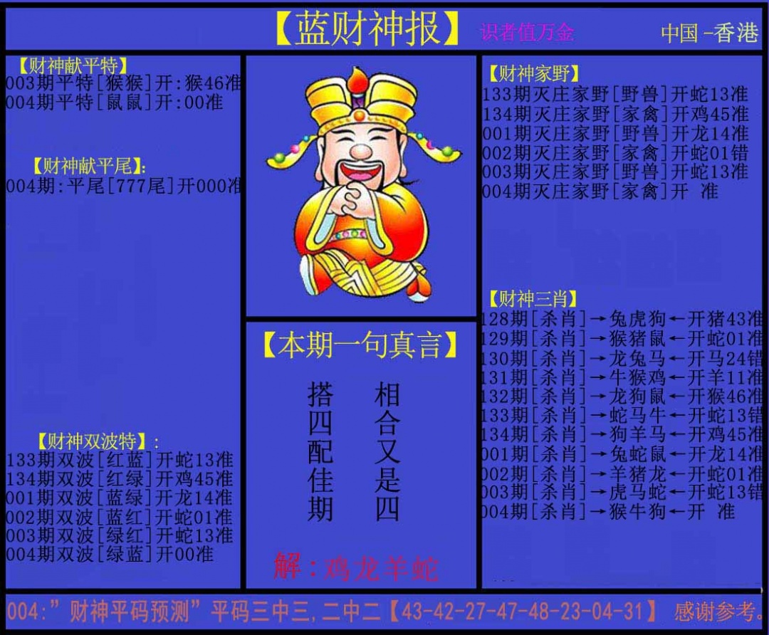 004期蓝财神[图]
